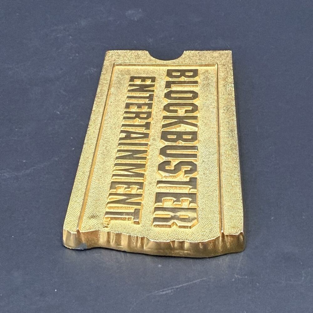 Vintage 1994 Blockbuster Entertainment Shareholder Gold Tone Paper Weight